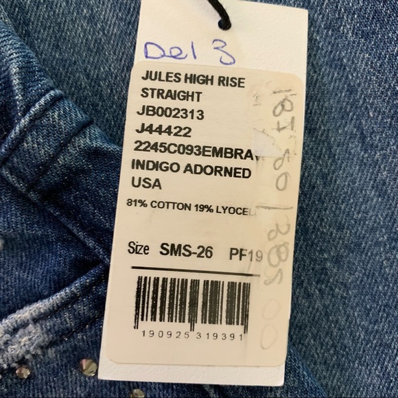 🆕 J BRAND high rise crystal embellished distressed jeans - Picture 6 of 10